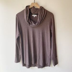 michael stars mauve brown long sleeve lightweight cowl neck sweater
